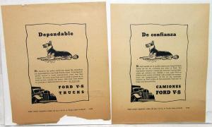 1940 Ford V8 Trucks Dependable Ad Proof Set English & Spanish Newspaper Magazine