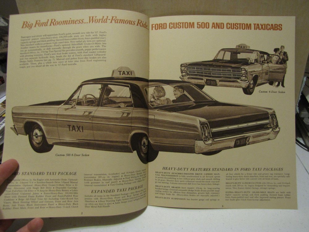 1967 67 NOS FORD TAXI CAB CUSTOM 500 FAIRLANE SALES BROCHURE TAXICAB