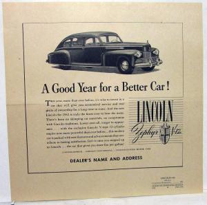 1942 Lincoln Newspaper Ad Proof Zephyr V12 New Models Better Car Local Dealer
