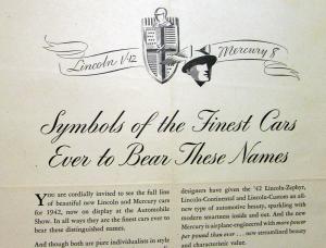 1942 Lincoln Mercury Newspaper Ad Proof Auto Show Invite Baltimore Sun American