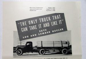 1936-1937 Ford V8 Trucks Magazine Ad Proof Log & Lumber Hauler Testimonial