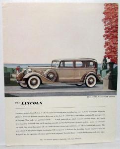 1934 Lincoln V12 Magazine Color Ad Proof Seven Passenger Sedan Fortune