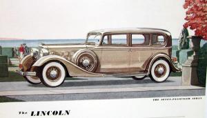 1934 Lincoln V12 Magazine Color Ad Proof Seven Passenger Sedan Fortune