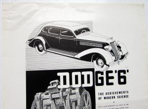 1935 Dodge 6 Newspaper Ad Proof Passenger Car Sedan Giant Metal Press
