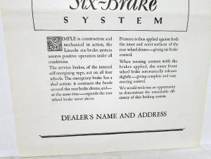 1927 Lincoln Newspaper Magazine Ad Proof Six-Brake System Local Dealer