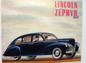 1940 Lincoln Zephyr V12 Magazine Ad Proof New Size Power Beauty Time Fortune