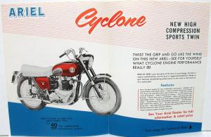 1958 Ariel Cyclone 40 Cubic Inch Super Sports Twin Motorcycle Sales Brochure