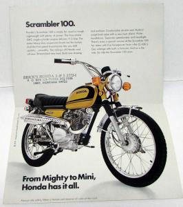 1971 Honda CL-100K1 Motorcycle Dealer Sales Brochure Scrambler 100 Folder