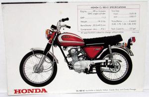 1971 Honda CL-100K1 Motorcycle Dealer Sales Brochure Scrambler 100 Folder