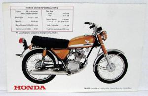 1970 Honda CB-100 Motorcycle Dealer Sales Brochure Super Sport 100 Folder