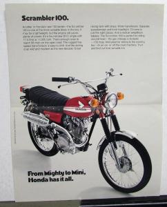 1970 Honda CL-100 Motorcycle Dealer Sales Brochure Scrambler 100 Folder