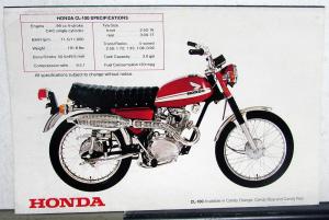 1970 Honda CL-100 Motorcycle Dealer Sales Brochure Scrambler 100 Folder