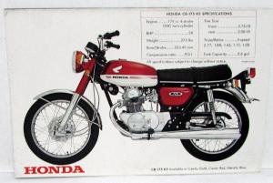 1971 Honda CB-175 K5 Motorcycle Dealer Sales Brochure Super Sport 175 Folder