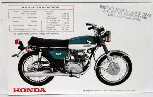 1970 Honda CB-175 K4 Motorcycle Dealer Sales Brochure Super Sport 175 Folder