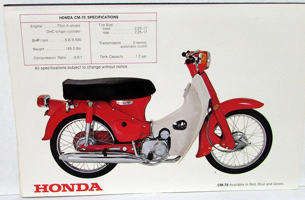 1970 Honda CM-70 Scooter Motorcycle Dealer Sales Brochure 70 Folder
