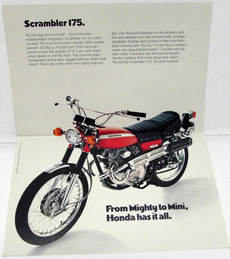 1970 Honda CL 175 K4 Motorcycle Bike Dealer Sales Brochure