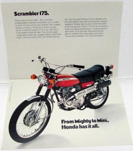 1970 Honda CL-175 K4 Motorcycle Bike Dealer Sales Brochure Scrambler 175 Folder