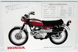 1970 Honda CL-175 K4 Motorcycle Bike Dealer Sales Brochure Scrambler 175 Folder