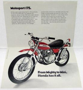 1970 Honda SL-175 Motorcycle Bike Dealer Sales Brochure Motorsport 175 Folder