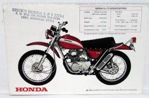 1970 Honda SL-175 Motorcycle Bike Dealer Sales Brochure Motorsport 175 Folder