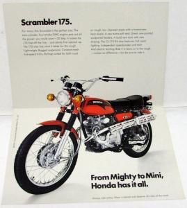 1971 Honda CL-175 K5 Motorcycle Bike Dealer Sales Brochure Scrambler 175 Folder
