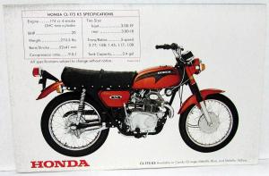 1971 Honda CL-175 K5 Motorcycle Bike Dealer Sales Brochure Scrambler 175 Folder