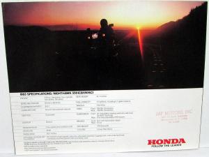 1983 Honda Nighthawk 550 Motorcycle Bike Dealer Sales Brochure CB550SC