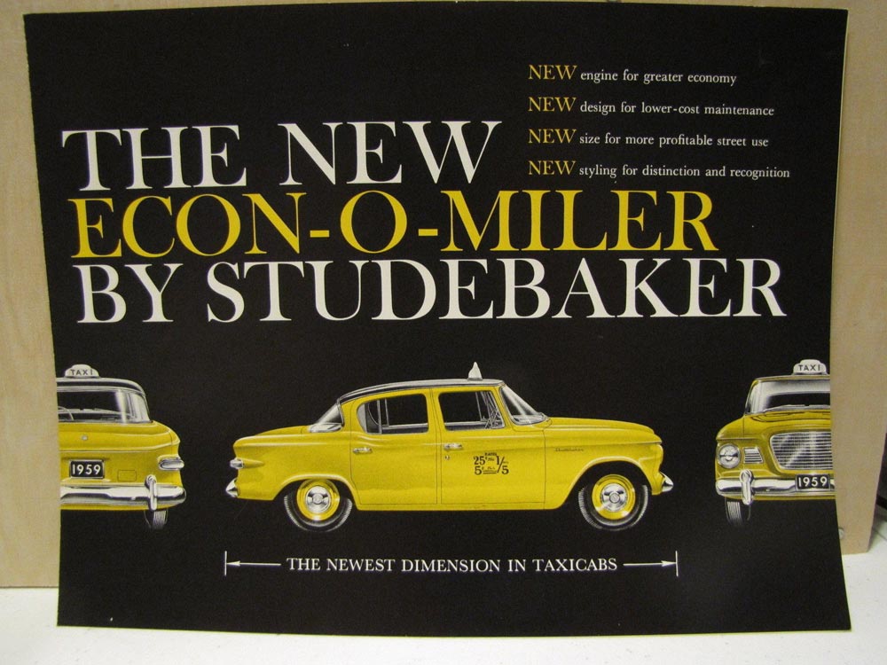 1959 STUDEBAKER ECON-O-MILER TAXI SALES BROCHURE TAXICAB TAXI