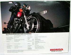 1983 Honda Nighthawk 750 Motorcycle Bike Dealer Sales Brochure CB750SC