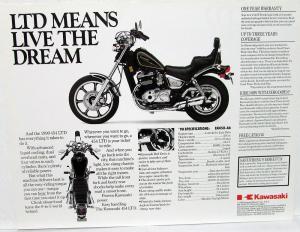 1990 Kawasaki 454 LTD Motorcycle Dealer Sales Brochure Data Sheet EN450-A6