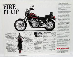 1990 Kawasaki Vulcan 750 Motorcycle Dealer Sales Brochure Data Sheet VN750-A6