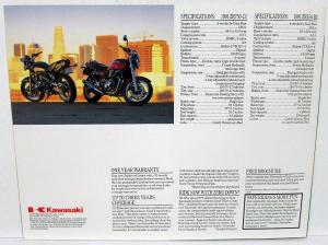 1991 Kawasaki Zephyr & 750 Motorcycle Dealer Sales Brochure ZR750-C1 ZR550-B2