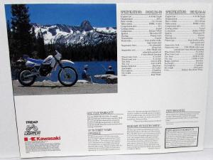 1992 Kawasaki KLR 250 & 650 Motorcycle Sales Brochure KL250-D9 & KL650-A6 Specs