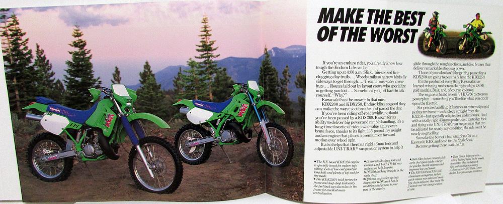 1992 Kawasaki Kdx 250 0 Motorcycle Sales Brochure Kdx250 D2 Kdx0 E4 Spec