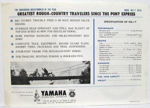 1964 Yamaha Omaha Trailmaster 80 Motorcycle Sales Brochure MGI 80 CC Trail Bike
