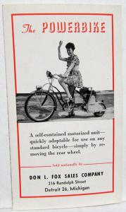 1948-1955 The Powerbike Motorized Bicycle Conversion Kit Brochure Gas Motor Bike