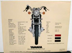 1979 Yamaha XS 750-SF Motorcycle Dealer Sales Brochure Folder