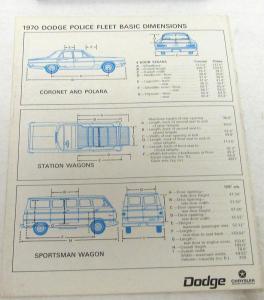 1970 70 NOS DODGE POLARA CORONET WAGON SPORTSMAN POLICE PURSUIT SALES BROCHURE