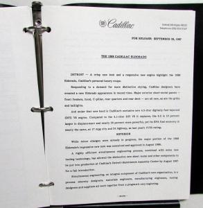 1988 Cadillac Short-Lead Press Kit Folder Allante Seville Eldorado Fleetwood