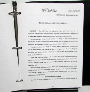 1988 Cadillac Short-Lead Press Kit Folder Allante Seville Eldorado Fleetwood