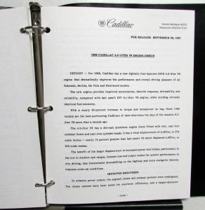 1988 Cadillac Short-Lead Press Kit Folder Allante Seville Eldorado Fleetwood