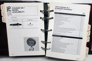 1976 Lincoln-Mercury Salesmens Product Information Data Book Cougar Continental