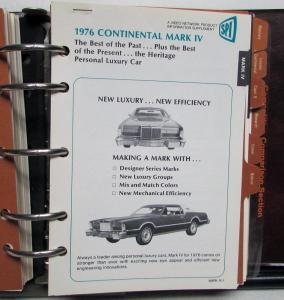 1976 Lincoln-Mercury Salesmens Product Information Data Book Cougar Continental