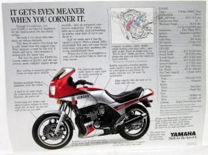 1984 Yamaha Motorcycle Dealer Sales Brochure FJ 600 Data Sheet
