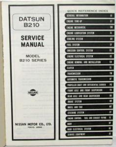 1975 Datsun B210 Service Shop Repair Manual