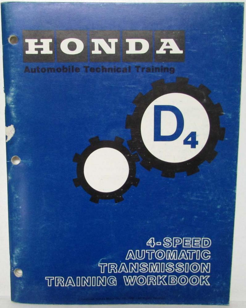 1980-1984? Honda D4 4-Speed Auto Transmission Training Workbook Civic Accord
