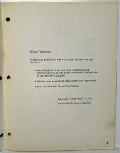 1980-1984? Honda D4 4-Speed Auto Transmission Training Workbook Civic Accord