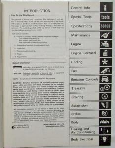 1980 Honda Civic Service Shop Repair Manual