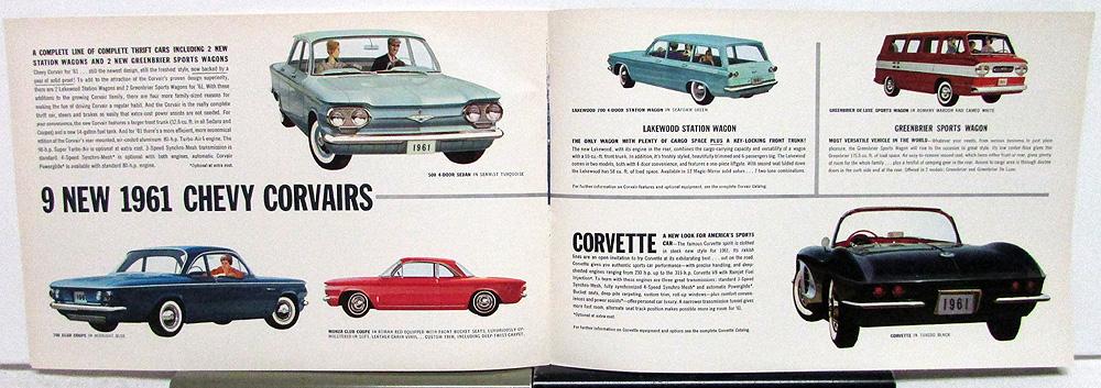 1961 Chevrolet Impala Bel Air Biscayne Wagons Corvair Corvette Sales Brochure 