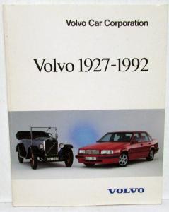 Volvo Cars 1927-1992 Historical Booklet Dealer Sales Brochure Models Info Stats